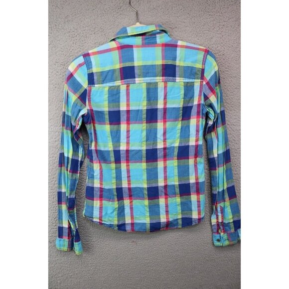 Abercrombie & Fitch Long Sleeve Plaid Button Up Top-Size Small - Picture 8 of 10